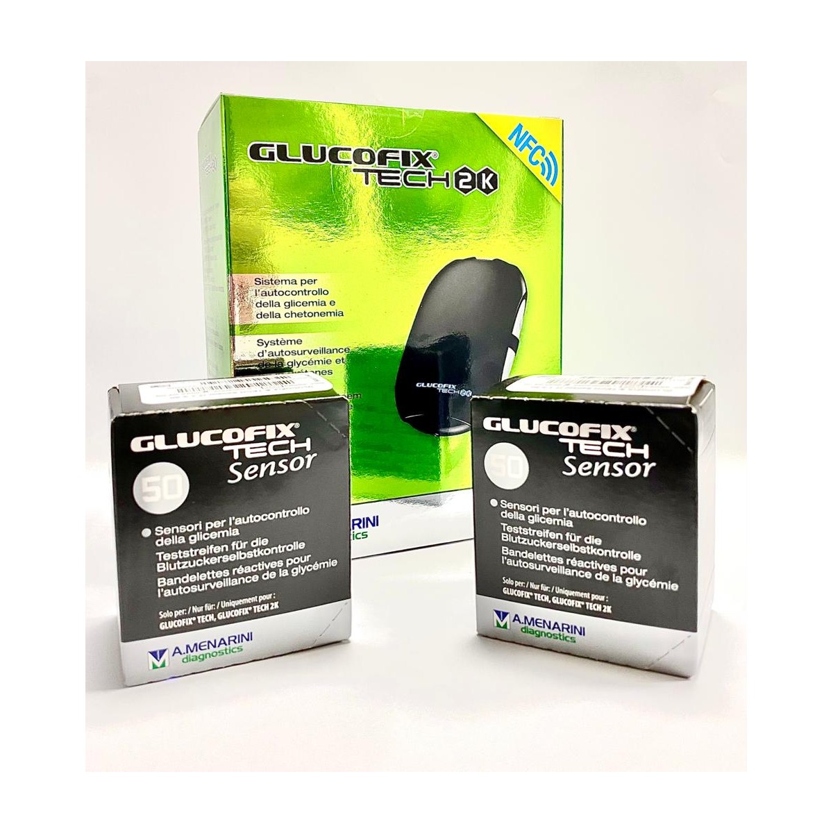 100 strisce glicemia Menarini Glucofix Test Sensor + lettore glicemia OMAGGIO