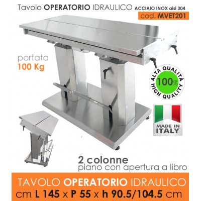 Tavolo operatorio idraulico a due colonne - Inox AISI 304
