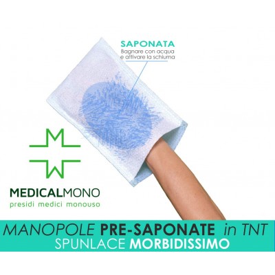 Manopola saponata in TNT monouso - cm16x22cm - 50 pezzi