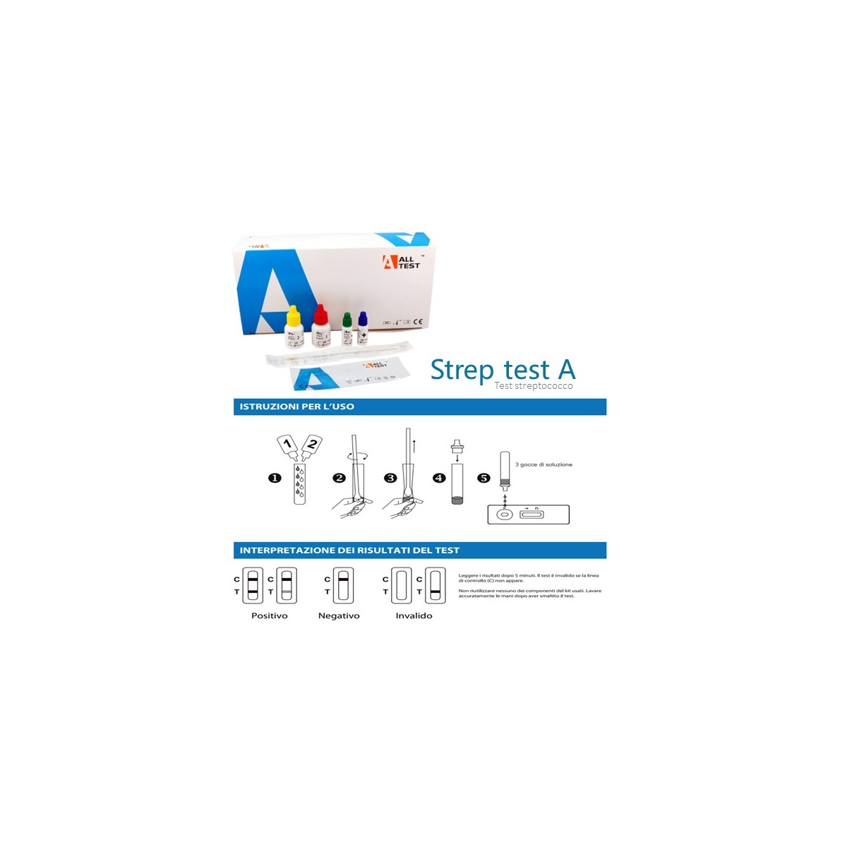 Test antigenico rapido professionale per Streptococco A  - 20 pz