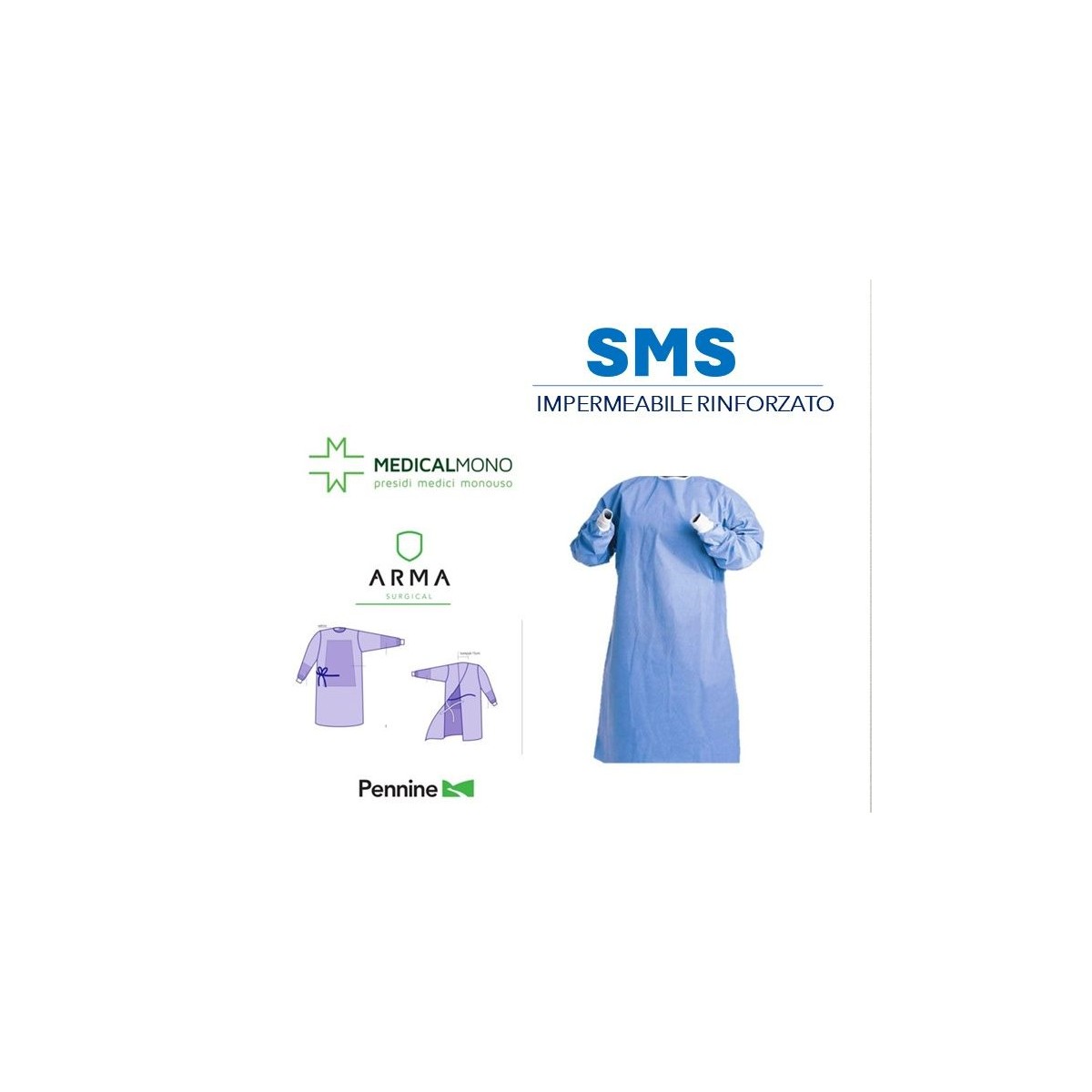 Camice chirurgico ARMA SMS Reinforced STERILE  - Tg. L