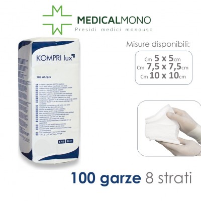 Compresse piegate di garza KOMPRI lux 8 / 16 strati NON sterili - 100 pz