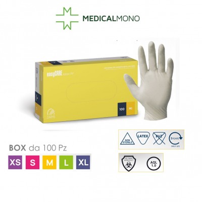 MaiMed Guanti In Lattice Con Grip, Non Sterili, Senza Polvere – 100 Pezzi, Superficie Micro-ruvida, Taglie XS-XL, Per Alimenti