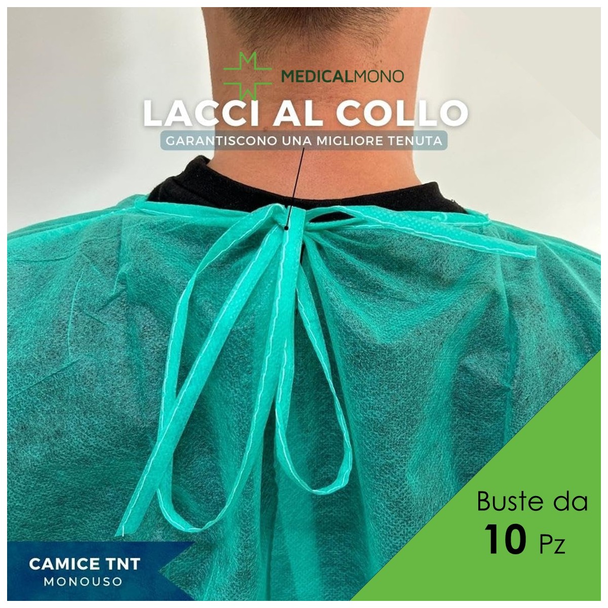 Cotone Tessuto Camice Monouso Verde Con Polsino In Maglina In TNT