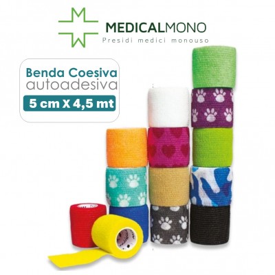 Benda COLOR yellowBAND coesiva autoadesiva TNT  cm 5 x4,5 mt