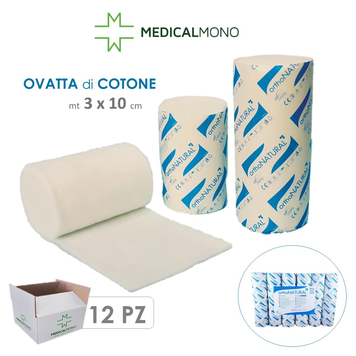 Ovatta elastica orthoNATURAL 10cm x 3m - 12 pz