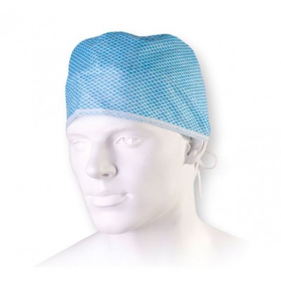 Cappellino chirurgico BEN con lacci TNT SPUNLACE AZZURRO - 100 pz