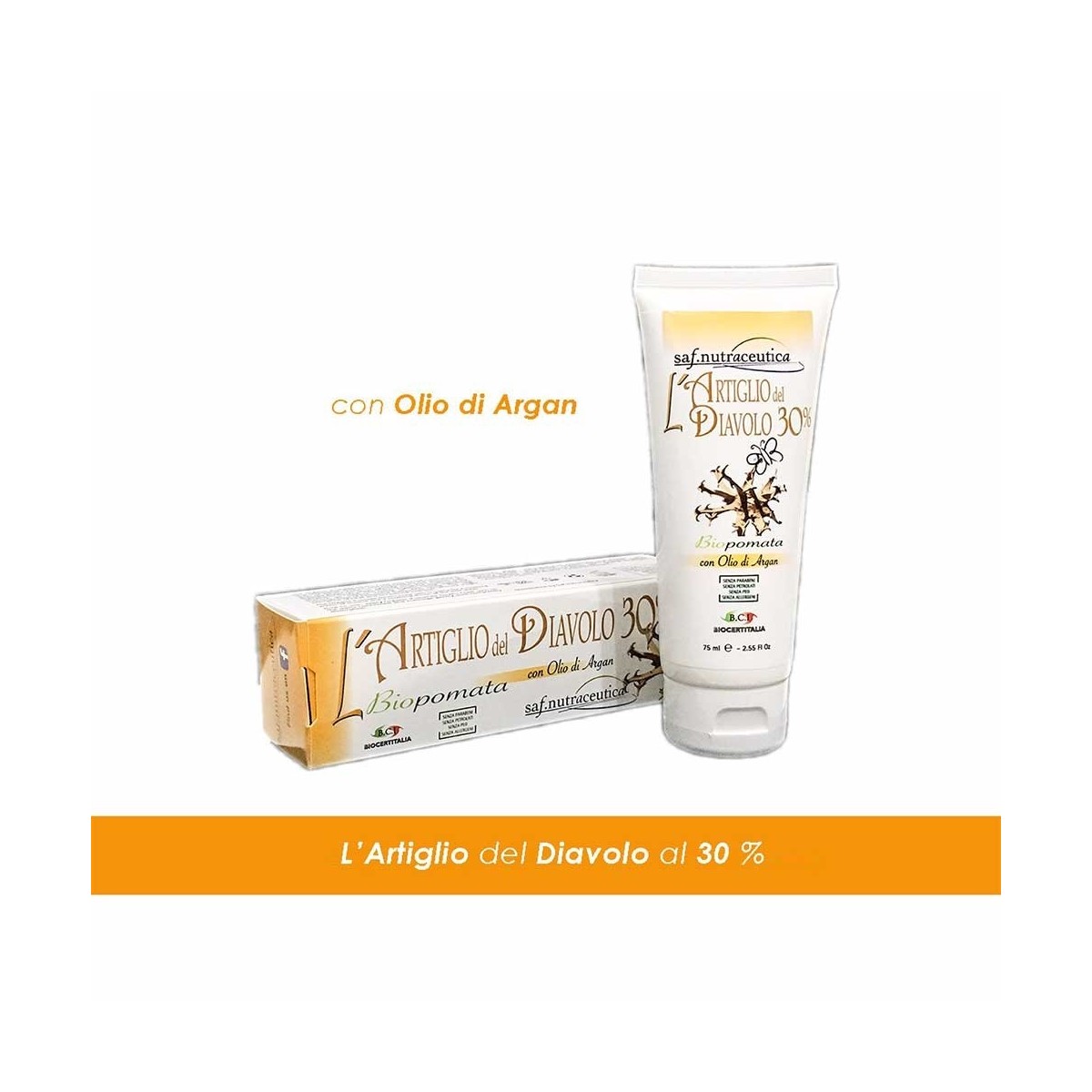 Crema bio-pomata Artiglio del Diavolo 30% con olio di Argan - 75ml