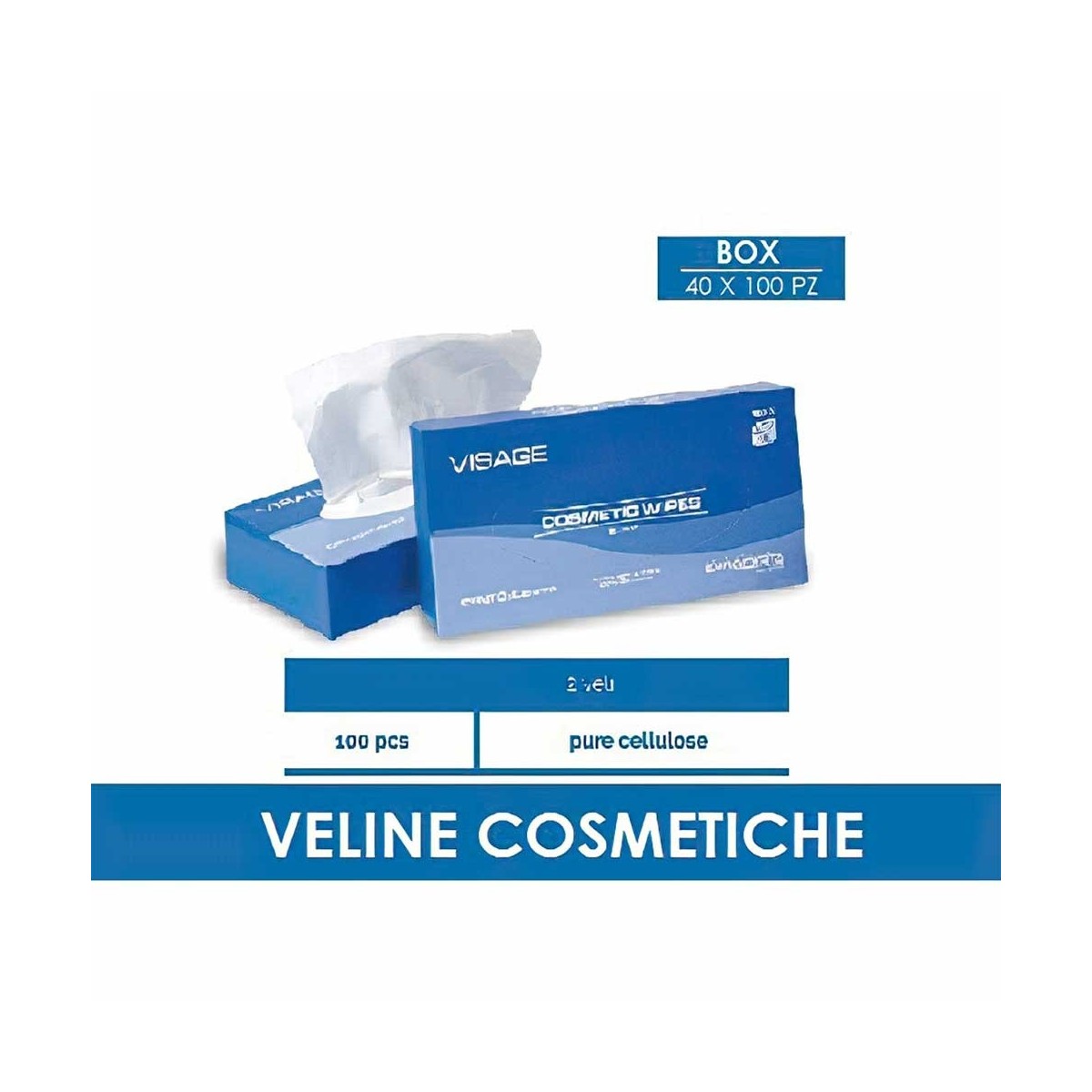 Veline cosmetiche cellulosa 100 % - 40 confezioni da 100 pezzi