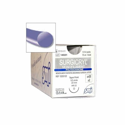 Suture Monofilament - Ago 1/2 tondo viola - 75 cm - 12 pezzi